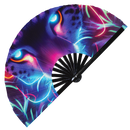 Cheetah Neon Bamboo hand fan