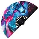 Cheetah Neon Bamboo hand fan