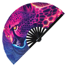 Cheetah Neon Bamboo hand fan