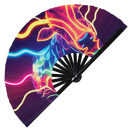 Cow Neon Bamboo Hand Fan