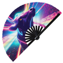 Cow Neon Bamboo Hand Fan