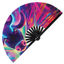 Cow Neon Bamboo Hand Fan