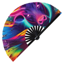 Cow Neon Bamboo Hand Fan