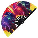 Elephant Neon Bamboo Hand Fan