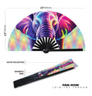 Elephant Neon Bamboo Hand Fan