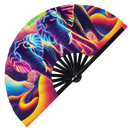Elephant Neon Bamboo Hand Fan