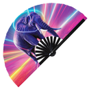 Elephant Neon Bamboo Hand Fan