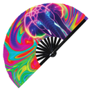 Elephant Neon Bamboo Hand Fan