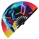 Elephant Neon Bamboo Hand Fan