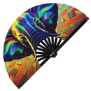 Elephant Neon Bamboo Hand Fan