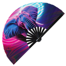 Elephant Neon Bamboo Hand Fan