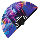 Elephant Neon Bamboo Hand Fan