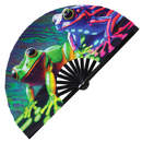 Frog Neon Bamboo Hand Fan