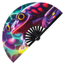 Frog Neon Bamboo Hand Fan
