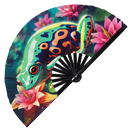Frog Neon Bamboo Hand Fan