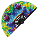 Frog Neon Bamboo Hand Fan