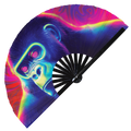 Gorilla Neon hand fan foldable bamboo circuit rave hand fans Rainbow Galaxy party gear gifts music festival rave accessories