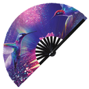 Hummingbird Neon Bamboo Hand Fan