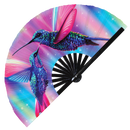 Hummingbird Neon Bamboo Hand Fan