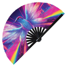 Hummingbird Neon Bamboo Hand Fan