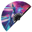 Hummingbird Neon Bamboo Hand Fan