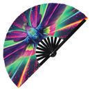 Hummingbird Neon Bamboo Hand Fan