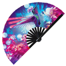 Hummingbird Neon Bamboo Hand Fan