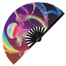 Jellyfish Neon Bamboo Hand Fan