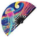 Jellyfish Neon Bamboo Hand Fan