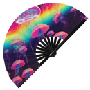 Jellyfish Neon Bamboo Hand Fan