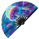 Jellyfish Neon Bamboo Hand Fan