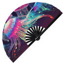 Jellyfish Neon Bamboo Hand Fan