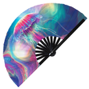 Jellyfish Neon Bamboo Hand Fan