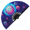 Jellyfish Neon Bamboo Hand Fan