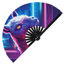 Llama Neon Bamboo Hand Fan