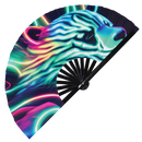 Neon Panda Bamboo Hand Fan