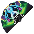 Neon Panda hand fan foldable bamboo circuit rave hand fans Colorful Panda Glowing Trippy Psychedelic Colorful party gear gifts music festival rave accessories