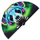 Neon Panda hand fan foldable bamboo circuit rave hand fans Colorful Panda Glowing Trippy Psychedelic Colorful party gear gifts music festival rave accessories