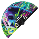 Neon Panda Bamboo Hand Fan