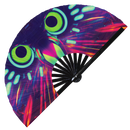 Parrot Neon hand fan foldable bamboo circuit rave hand fans Tropical Parrot Rainbow Galaxy Cyberpunk Futuristic Lasers Iridescent Space party gear gifts music festival rave accessories 