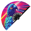 Parrot Neon Bamboo Hand Fan