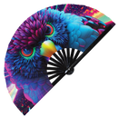 Parrot Neon Bamboo Hand Fan