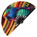 Parrot Neon Bamboo Hand Fan