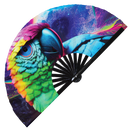 Parrot Neon Bamboo Hand Fan