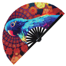 Parrot Neon Bamboo Hand Fan