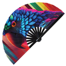 Parrot Neon Bamboo Hand Fan