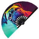 Pug Neon Bamboo Hand Fan