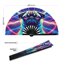 Pug Neon Bamboo Hand Fan