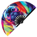 Pug Neon Bamboo Hand Fan