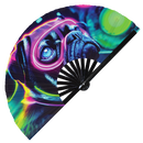 Pug Neon Bamboo Hand Fan